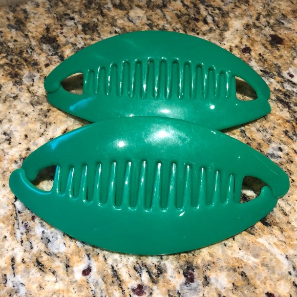 2.  sets authentic Y2K  green large hair combs - Picture 1 of 9